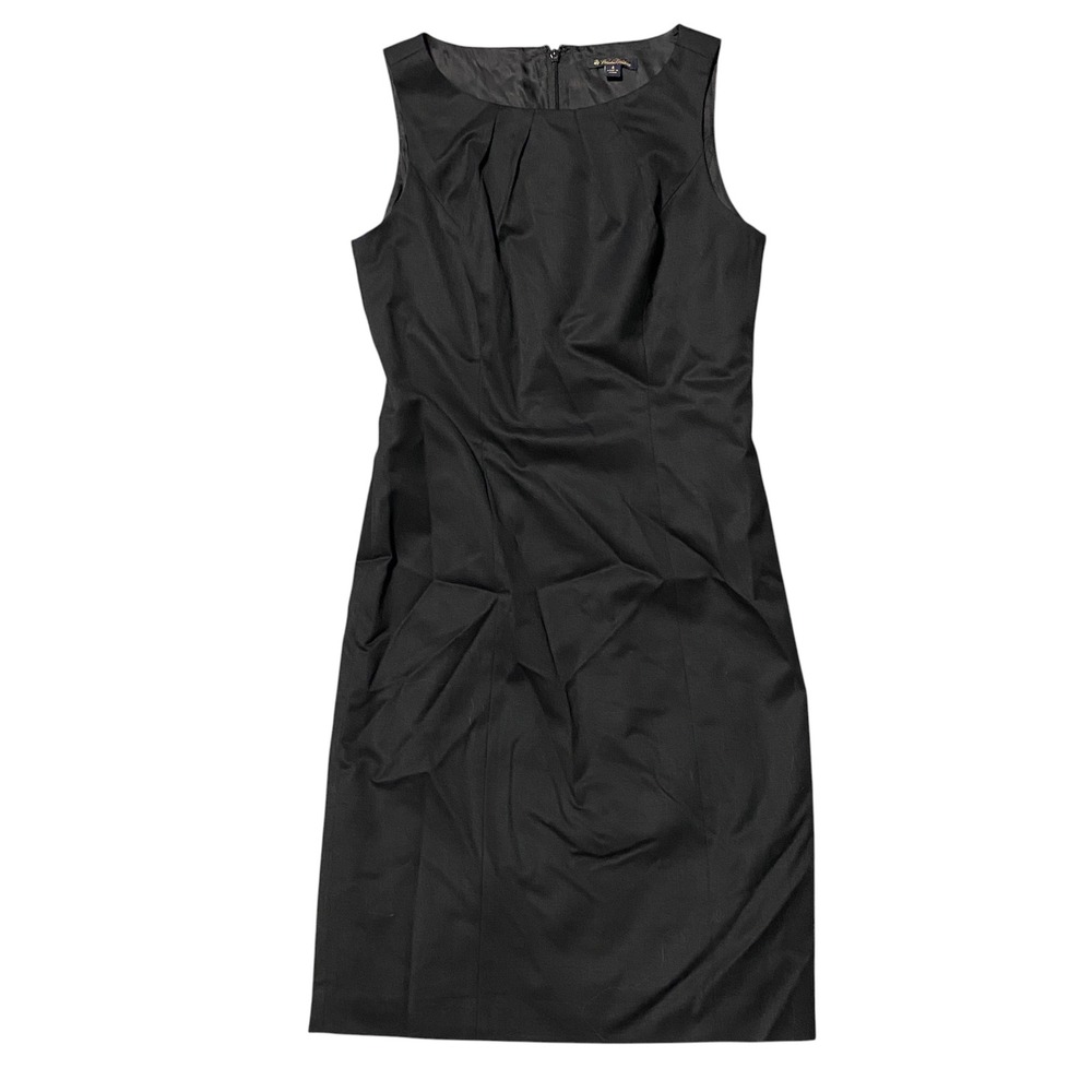Brooks Brothers Womens‎ Black Pleated Neck Sleeveless Sheath Dress Size 4